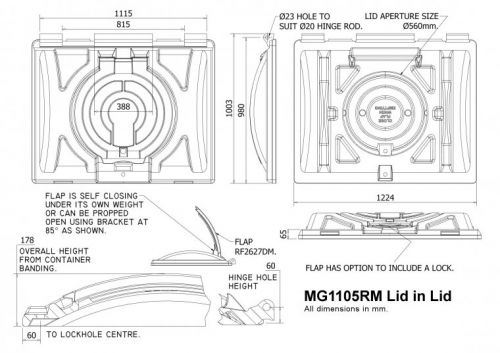 MG1105RM domed 1100 Ltr Lid-in-Lid