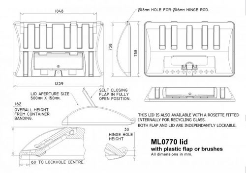 ML0770RM-FLA Recycling lid with plastic flap